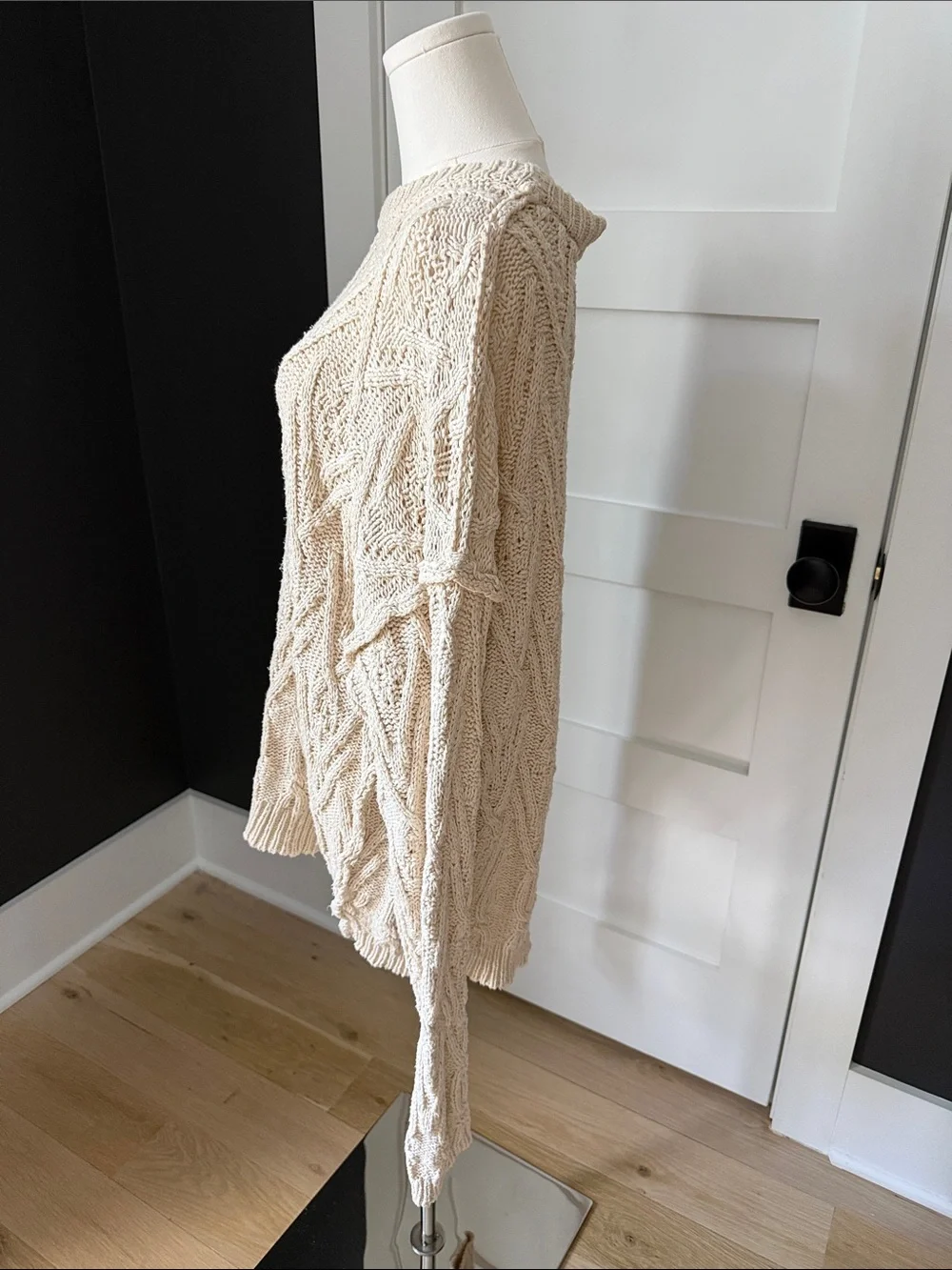 Free People Chunky Cable Knit Crew Sweater - Cream
